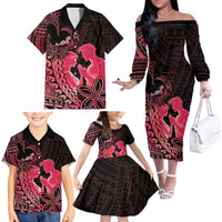 Alofa Samoa Valentine Red Family Matching Off The Shoulder Long Sleeve Dress and Hawaiian Shirt Love Is The Greatest Thing LT05 Red - Polynesian Pride