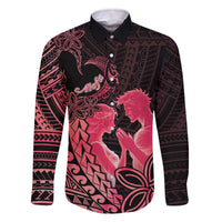 Alofa Samoa Valentine Red Family Matching Off The Shoulder Long Sleeve Dress and Hawaiian Shirt Love Is The Greatest Thing LT05 - Polynesian Pride