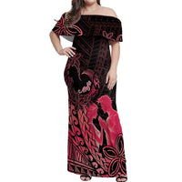 Alofa Samoa Valentine Red Off Shoulder Maxi Dress Love Is The Greatest Thing LT05 Women Red - Polynesian Pride