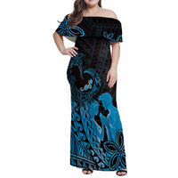 Alofa Samoa Valentine Blue Family Matching Off Shoulder Maxi Dress and Hawaiian Shirt Love Is The Greatest Thing