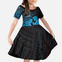 Alofa Samoa Valentine Blue Family Matching Puletasi and Hawaiian Shirt Love Is The Greatest Thing LT05 Daughter's Dress Blue - Polynesian Pride