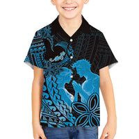 Alofa Samoa Valentine Blue Family Matching Puletasi and Hawaiian Shirt Love Is The Greatest Thing LT05 Son's Shirt Blue - Polynesian Pride