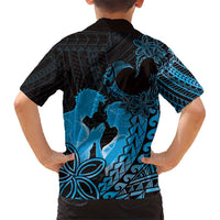 Alofa Samoa Valentine Blue Family Matching Short Sleeve Bodycon Dress and Hawaiian Shirt Love Is The Greatest Thing LT05 - Polynesian Pride