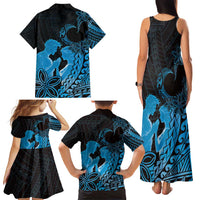 Alofa Samoa Valentine Blue Family Matching Tank Maxi Dress and Hawaiian Shirt Love Is The Greatest Thing