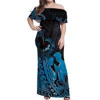 Alofa Samoa Valentine Blue Off Shoulder Maxi Dress Love Is The Greatest Thing LT05 Women Blue - Polynesian Pride