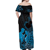 Alofa Samoa Valentine Blue Off Shoulder Maxi Dress Love Is The Greatest Thing LT05 - Polynesian Pride