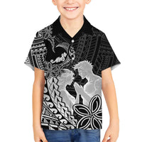 Alofa Samoa Valentine Black Family Matching Long Sleeve Bodycon Dress and Hawaiian Shirt Love Is The Greatest Thing LT05 Son's Shirt Black - Polynesian Pride