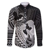 Alofa Samoa Valentine Black Family Matching Puletasi and Hawaiian Shirt Love Is The Greatest Thing LT05 Dad's Shirt - Long Sleeve Black - Polynesian Pride