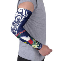 Personalised Wake Island Arm Sleeves Tribal Pattern With Hibiscus Flowers