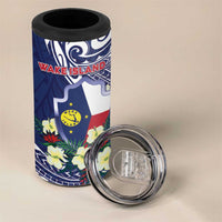 Personalised Wake Island 4 in 1 Can Cooler Tumbler Tribal Pattern With Hibiscus Flowers