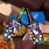 Personalised Wake Island 4 in 1 Can Cooler Tumbler Tribal Pattern With Hibiscus Flowers