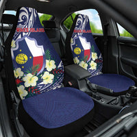Wake Island Car Seat Cover Tribal Pattern With Hibiscus Flowers