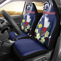 Wake Island Car Seat Cover Tribal Pattern With Hibiscus Flowers