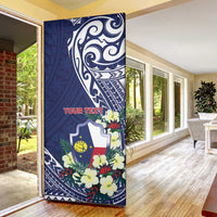 Personalised Wake Island Door Cover Tribal Pattern With Hibiscus Flowers