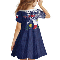 Personalised Wake Island Family Matching Long Sleeve Bodycon Dress and Hawaiian Shirt Tribal Pattern With Hibiscus Flowers