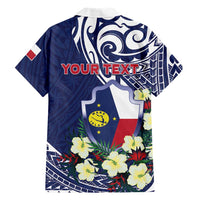 Personalised Wake Island Family Matching Long Sleeve Bodycon Dress and Hawaiian Shirt Tribal Pattern With Hibiscus Flowers