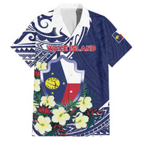 Personalised Wake Island Family Matching Short Sleeve Bodycon Dress and Hawaiian Shirt Tribal Pattern With Hibiscus Flowers