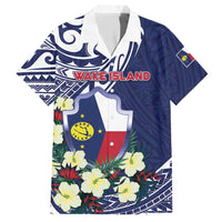 Personalised Wake Island Hawaiian Shirt Tribal Pattern With Hibiscus Flowers
