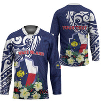 Personalised Wake Island Hockey Jersey Tribal Pattern With Hibiscus Flowers