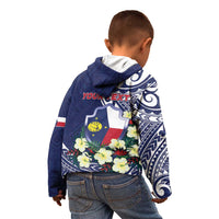Personalised Wake Island Kid Hoodie Tribal Pattern With Hibiscus Flowers