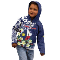 Personalised Wake Island Kid Hoodie Tribal Pattern With Hibiscus Flowers