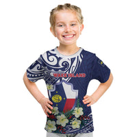 Personalised Wake Island Kid T Shirt Tribal Pattern With Hibiscus Flowers