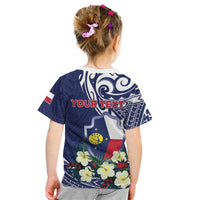 Personalised Wake Island Kid T Shirt Tribal Pattern With Hibiscus Flowers