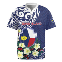 Personalised Wake Island Rugby Jersey Tribal Pattern With Hibiscus Flowers