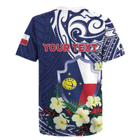 Personalised Wake Island Rugby Jersey Tribal Pattern With Hibiscus Flowers