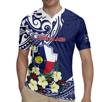 Personalised Wake Island Rugby Jersey Tribal Pattern With Hibiscus Flowers