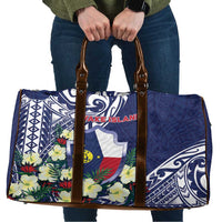 Wake Island Travel Bag Tribal Pattern With Hibiscus Flowers