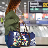 Wake Island Travel Bag Tribal Pattern With Hibiscus Flowers