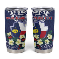 Personalised Wake Island Tumbler Cup Tribal Pattern With Hibiscus Flowers