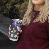 Personalised Wake Island Tumbler Cup Tribal Pattern With Hibiscus Flowers