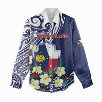 Personalised Wake Island Women Casual Shirt Tribal Pattern With Hibiscus Flowers
