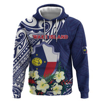 Personalised Wake Island Zip Hoodie Tribal Pattern With Hibiscus Flowers