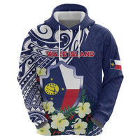 Personalised Wake Island Zip Hoodie Tribal Pattern With Hibiscus Flowers