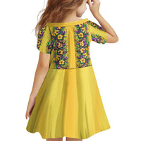 Aloha Hawaii Mardi Gras Family Matching Off Shoulder Maxi Dress and Hawaiian Shirt Gold Style