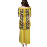 Aloha Hawaii Mardi Gras Family Matching Puletasi and Hawaiian Shirt Gold Style