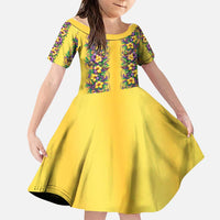 Aloha Hawaii Mardi Gras Family Matching Short Sleeve Bodycon Dress and Hawaiian Shirt Gold Style