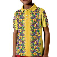 Aloha Hawaii Mardi Gras Kid Polo Shirt Gold Style