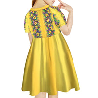Aloha Hawaii Mardi Gras Kid Short Sleeve Dress Gold Style