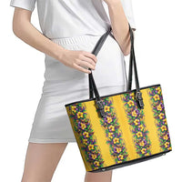 Aloha Hawaii Mardi Gras Leather Tote Bag Gold Style