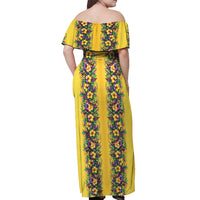 Aloha Hawaii Mardi Gras Off Shoulder Maxi Dress Gold Style