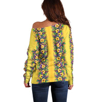 Aloha Hawaii Mardi Gras Off Shoulder Sweater Gold Style