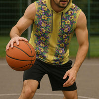 Aloha Hawaii Mardi Gras Sleeveless Hoodie Gold Style