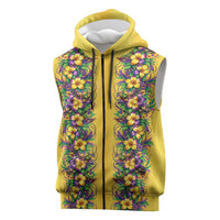 Aloha Hawaii Mardi Gras Sleeveless Zip Hoodie Gold Style