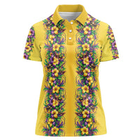 Aloha Hawaii Mardi Gras Women Polo Shirt Gold Style