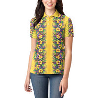 Aloha Hawaii Mardi Gras Women Polo Shirt Gold Style
