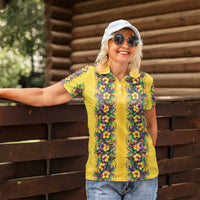 Aloha Hawaii Mardi Gras Women Polo Shirt Gold Style